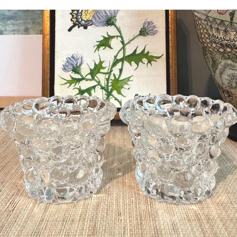 Vintage Hobnail Bubble Glass Votives – Vanity, Matchstick, Toothpick Jars (2)